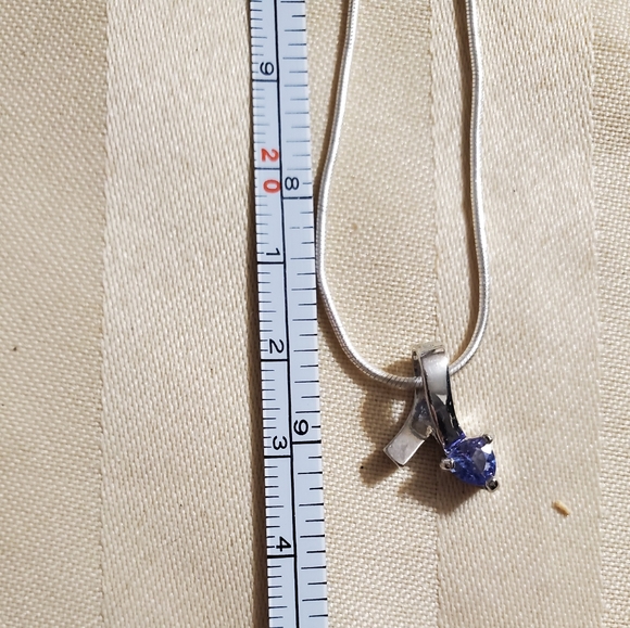 Sale AZURITE SLIDE CHARM with snake chain STERLING SILVER VINTAGE EXCELLENT - Picture 5 of 10